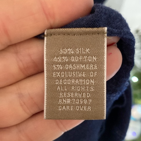 RAFFI Men's Cotton Cashmere Blend 1/4 Zip Pullover Knit Sweater Blue - Picture 3 of 4